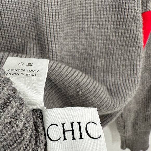 Gray Turtleneck Sweater with Red Heart Patches - Picture 8 of 15